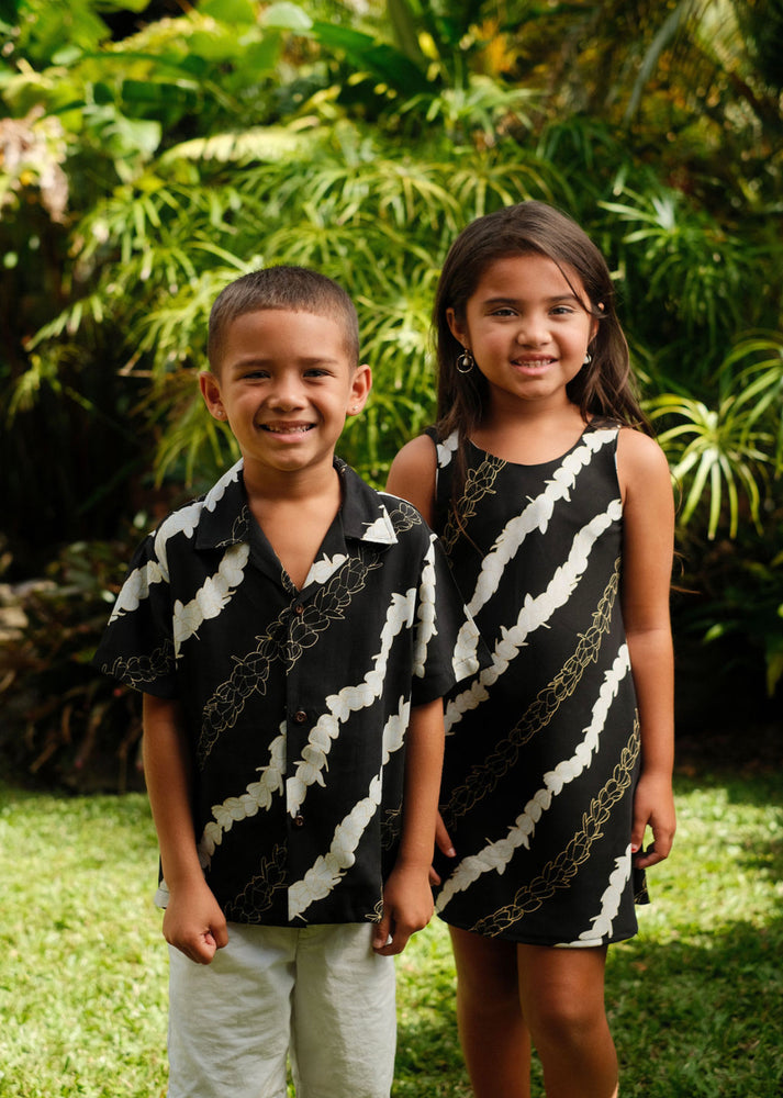 Lei Pīkake Keiki Aloha Dress-Vintage Charcoal