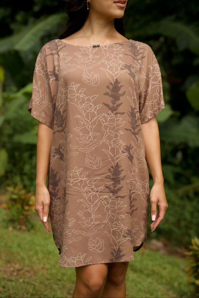 Kanani Dress-Liko Lehua in Maku'e (brown)