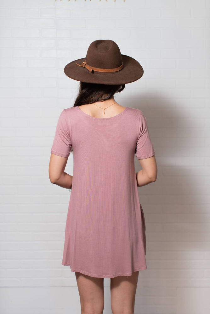 Punahele Tee Dress-Mauve ALL SALES FINAL