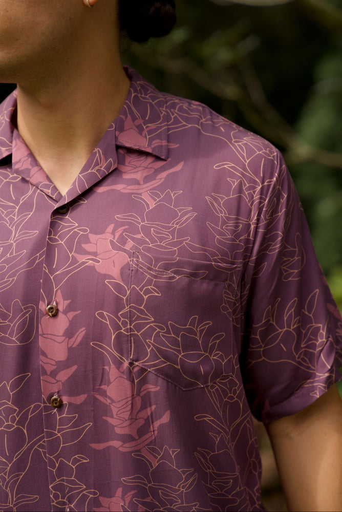 Kāne Aloha Shirt-Liko Lehua in Poni (purple)