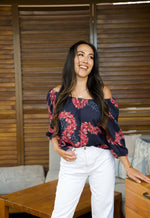 Haunani Peasant Top- Lei ʻAʻaliʻi - Navy