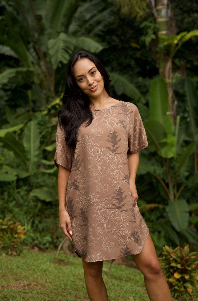 Kanani Dress-Liko Lehua in Maku'e (brown)