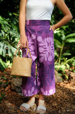 Quilt Crop Pants-Purple