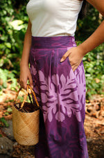 Quilt Crop Pants-Purple