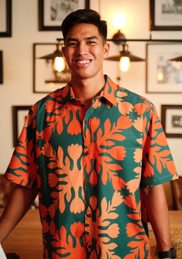 Quilt Aloha Shirt - Orange