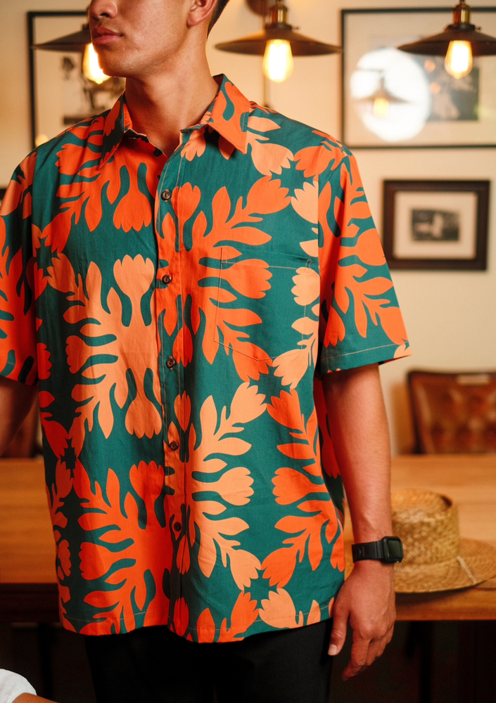 Quilt Aloha Shirt - Orange