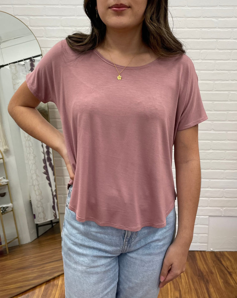 Punahele Short Sleeve Top - Mauve ALL SALES FINAL