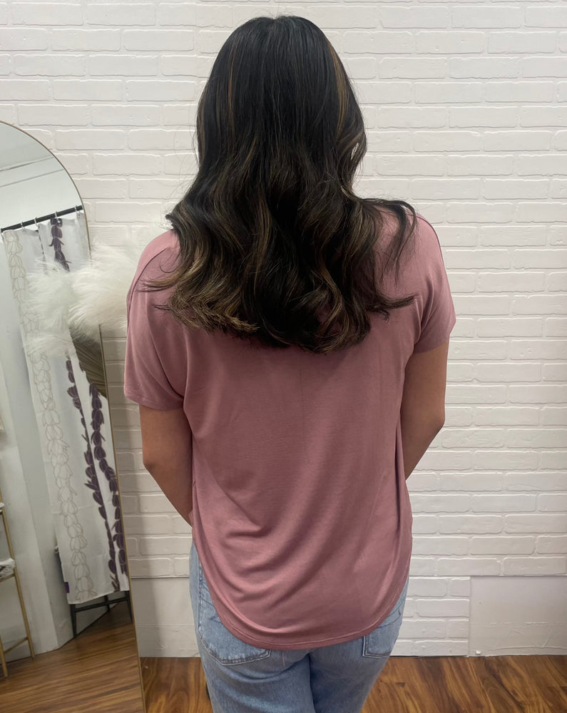 Punahele Short Sleeve Top - Mauve ALL SALES FINAL
