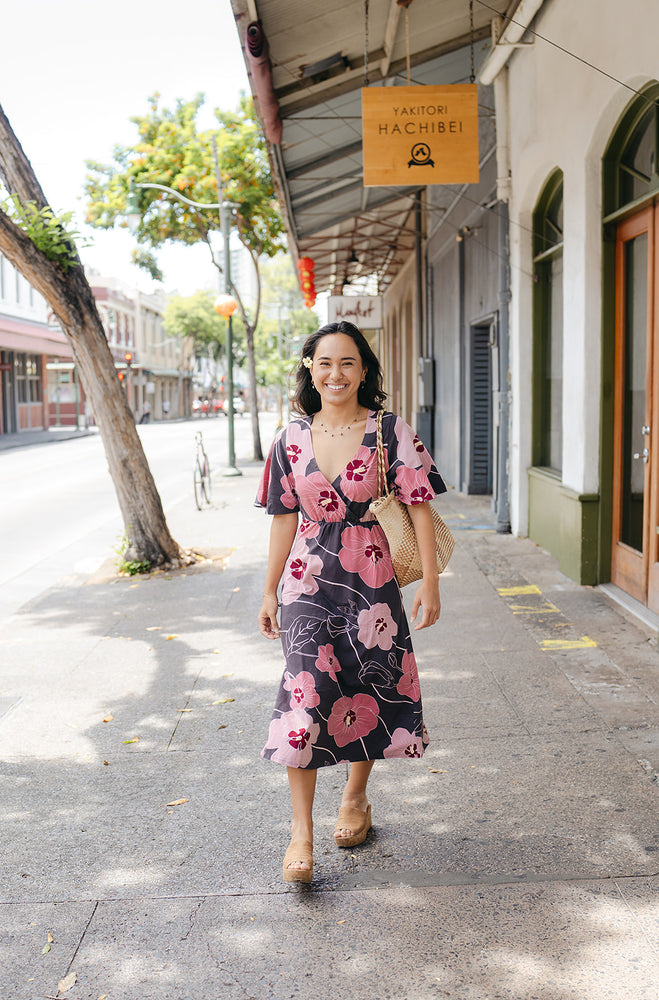 Hau Temple Dress - Charcoal