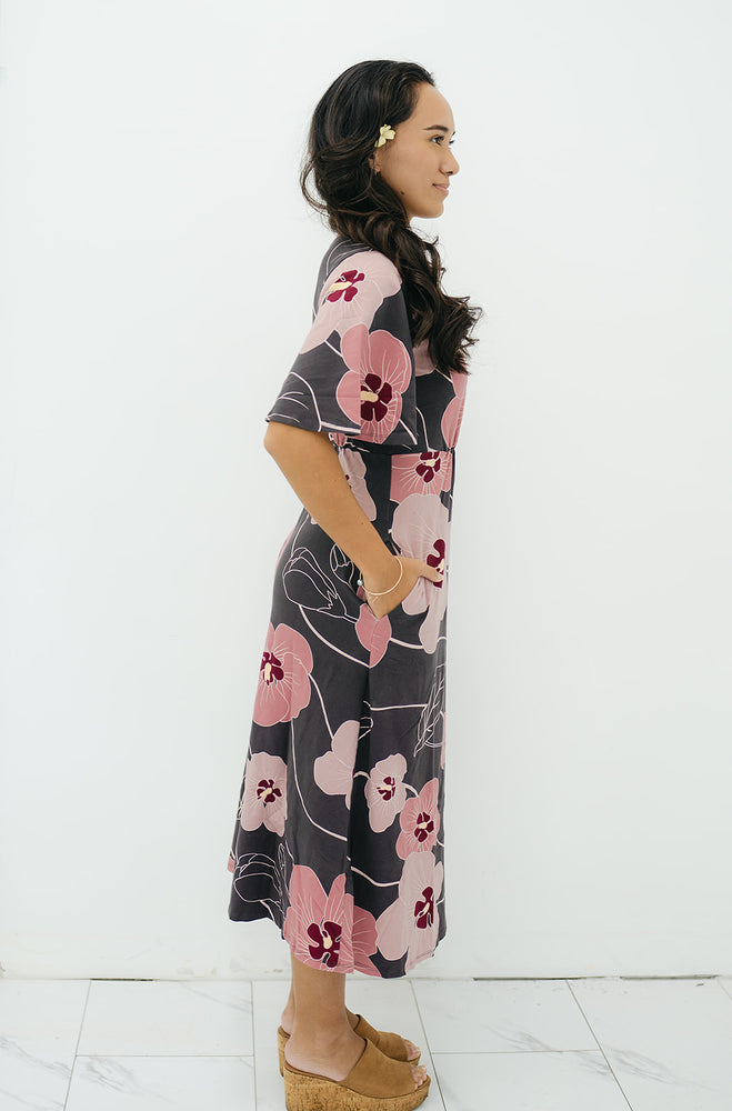 Hau Temple Dress - Charcoal