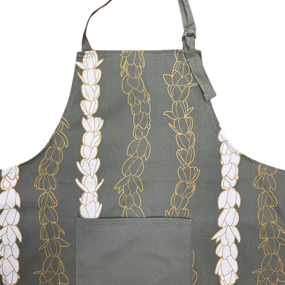 Pīkake Lei Cooking Apron - Hinahina/Gray