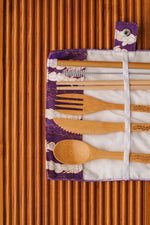 Pīkake Lei Bamboo Cutlery Set - Poni/Purple